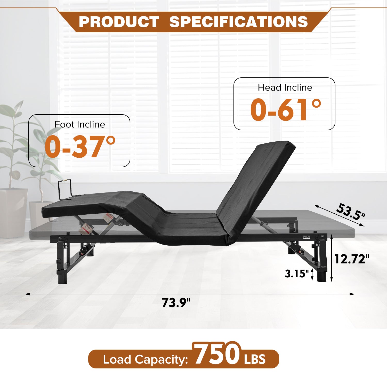 Sleek Full Adjustable Bed Base Frame with Head and Foot Incline and Zero  Gravity