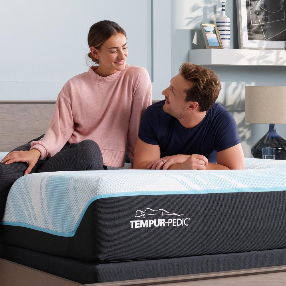 TemperLuxe Breeze Firm Mattress, front corner view with couple