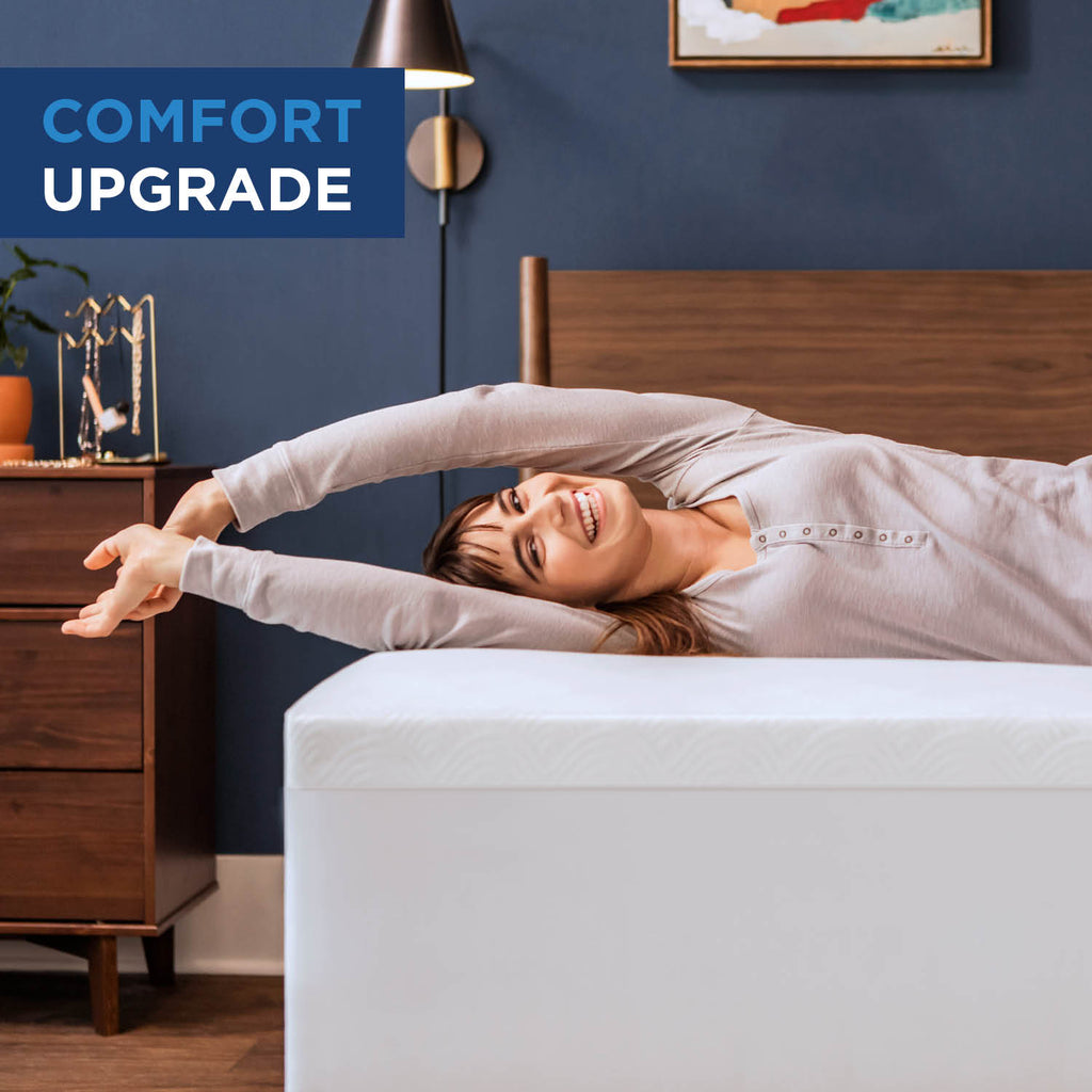 Tempur-Cloud Mattress Topper, woman reclined on topper