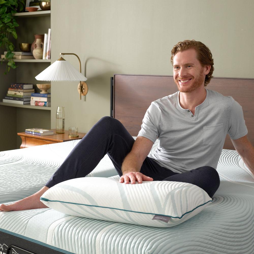 Tempur ProAdapt Soft Mattress, man on mattress with pillow