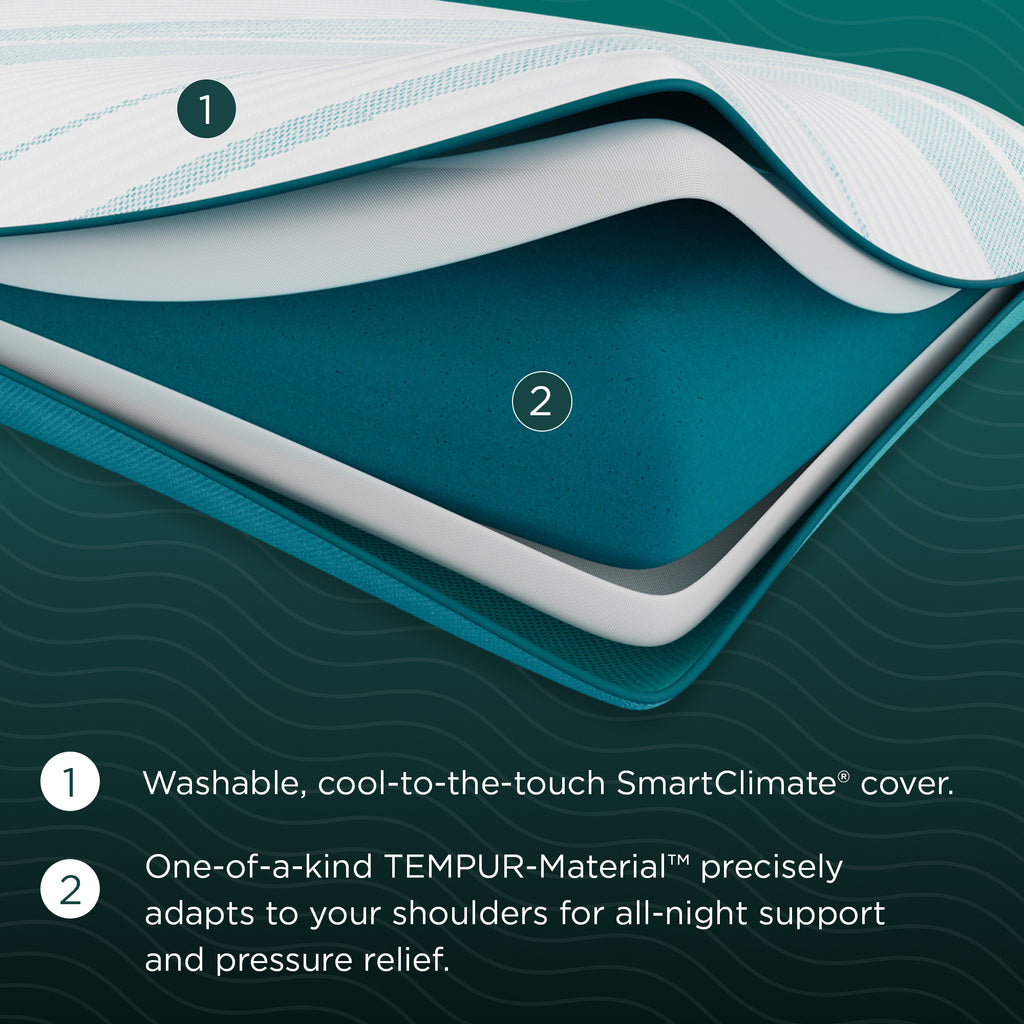 Tempur-Adapt® ProLo Pillow, washable cooling cover