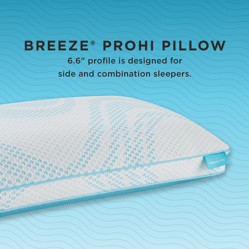 Tempur Breeze ProHi Pillow, 6.6" Profile